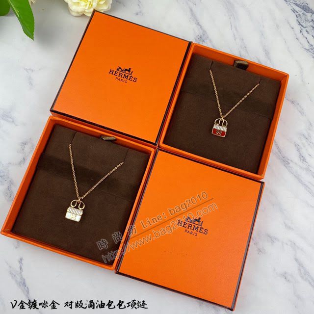 Hermes首飾品 愛馬仕925銀女士項鏈 Hermes原版滴油包包項鏈  zgh1507